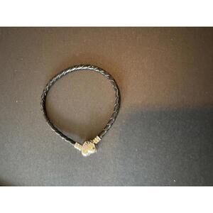 Stylish Black Braided Leather Bracelet with Heart Charm